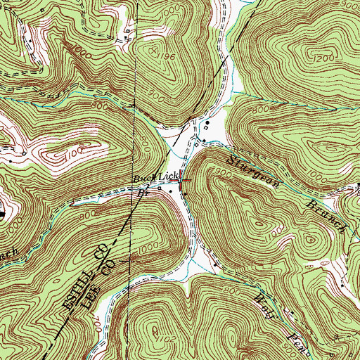 Topographic Map of Buck Lick Branch, KY