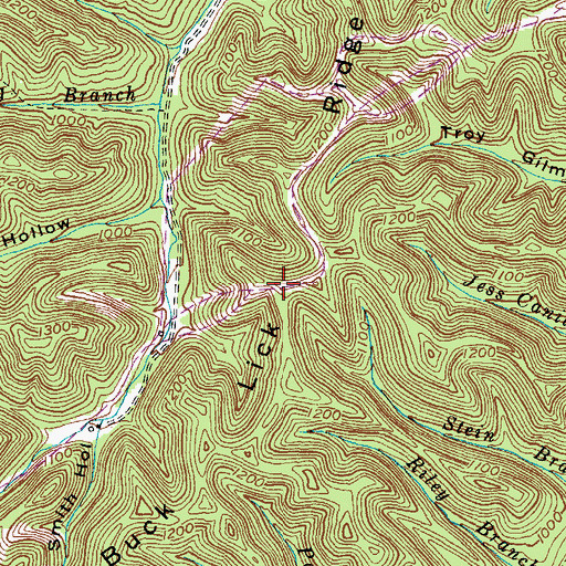 Topographic Map of Buck Lick Ridge, KY
