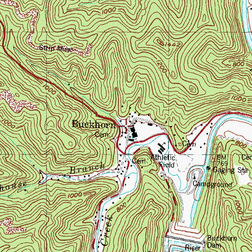 Topographic Map of Buckhorn, KY