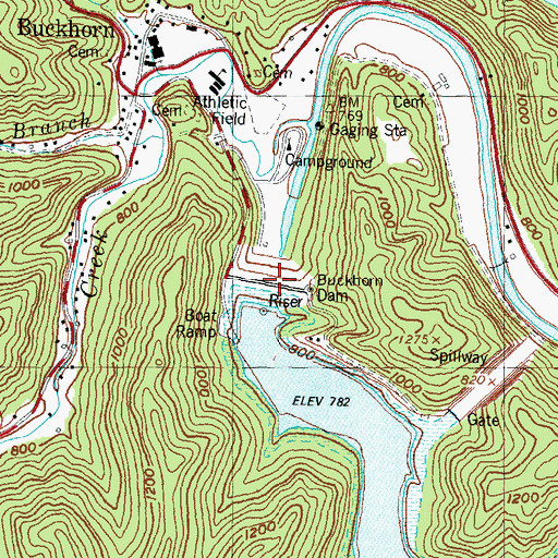 Topographic Map of Buckhorn Dam, KY