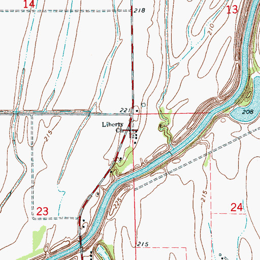 Topographic Map of Liberty Church, AR