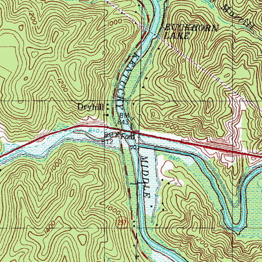Topographic Map of Bull Creek, KY