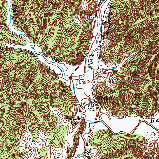 Topographic Map of Bull Creek, KY