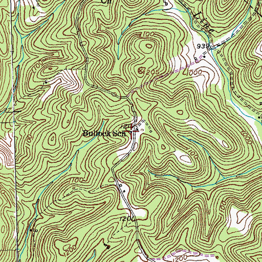 Topographic Map of Bullock School, KY