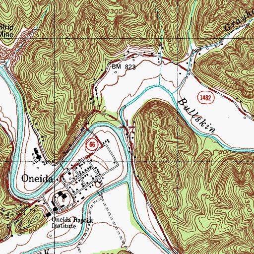 Topographic Map of Bullskin Creek, KY