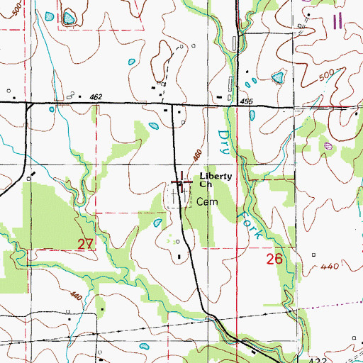 Topographic Map of Liberty Church, AR