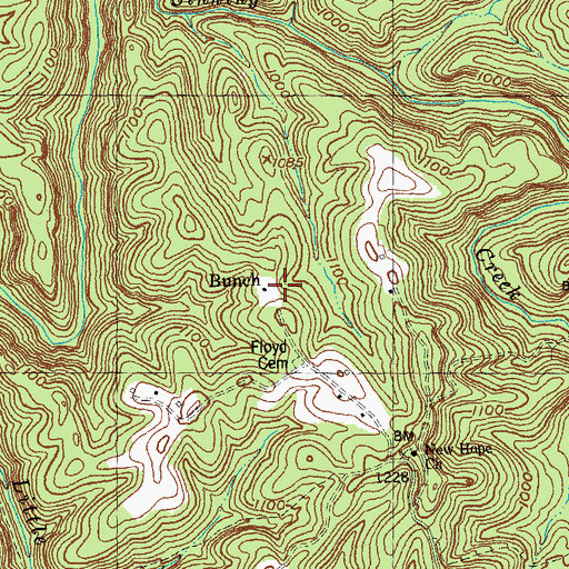 Topographic Map of Bunch, KY