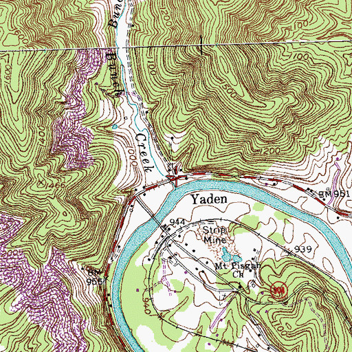 Topographic Map of Bunch Creek, KY