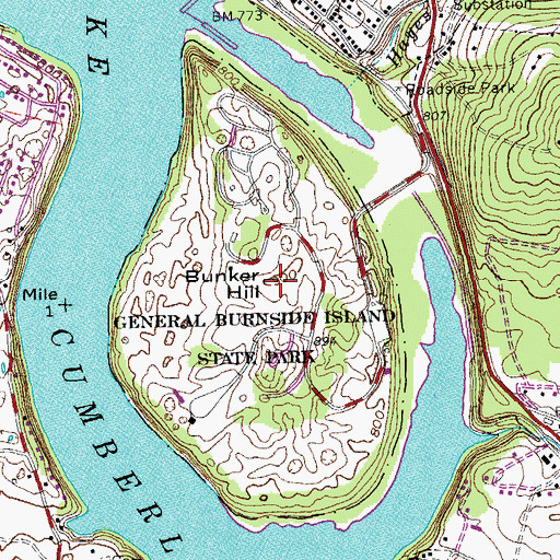 Topographic Map of Bunker Hill, KY