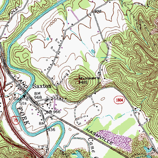 Topographic Map of Bunkers Hill, KY
