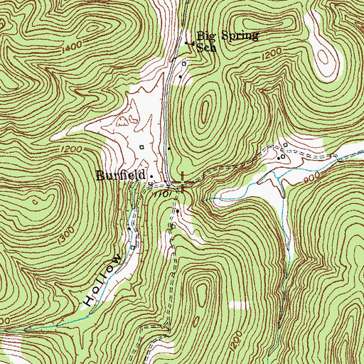 Topographic Map of Burfield, KY