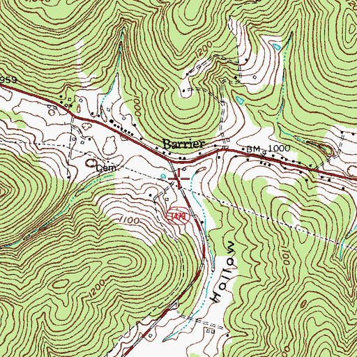 Topographic Map of Burfield Hollow, KY