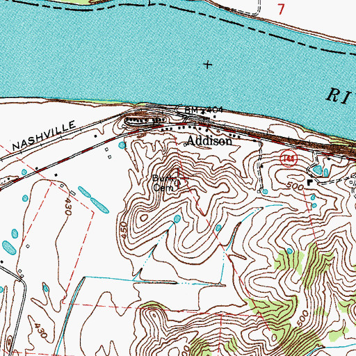 Topographic Map of Burk Cemetery, KY