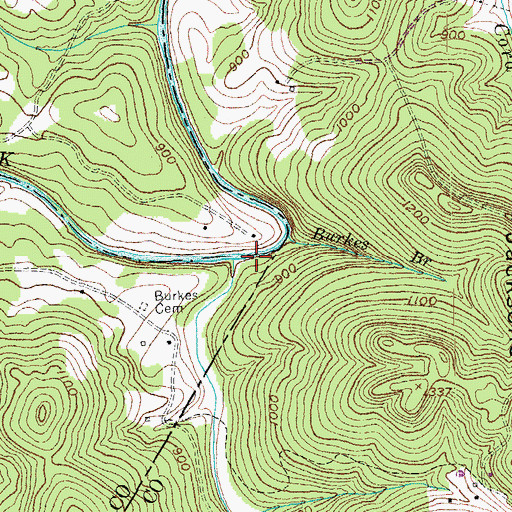 Topographic Map of Burkes Creek, KY