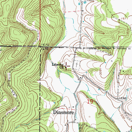 Topographic Map of Liberty Church, AR