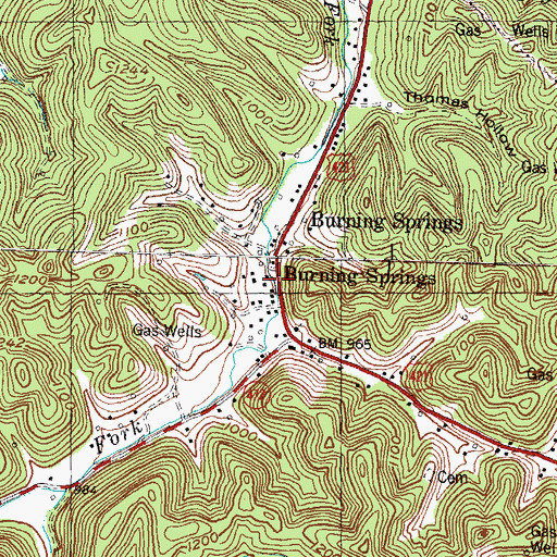 Topographic Map of Burning Springs, KY