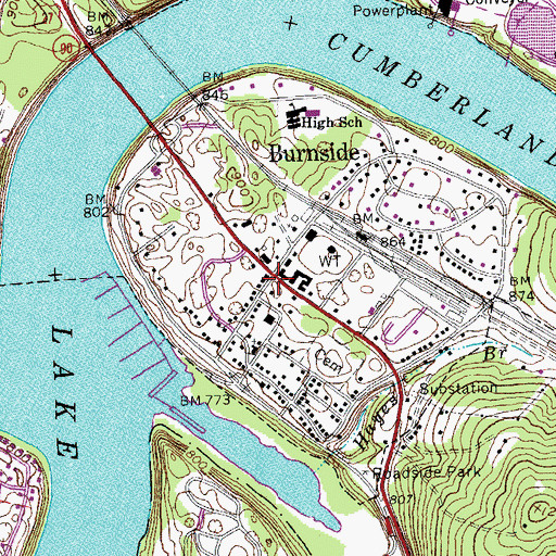 Topographic Map of Burnside, KY