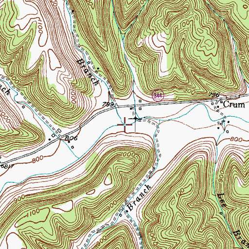 Topographic Map of Burnt Cabin Branch, KY