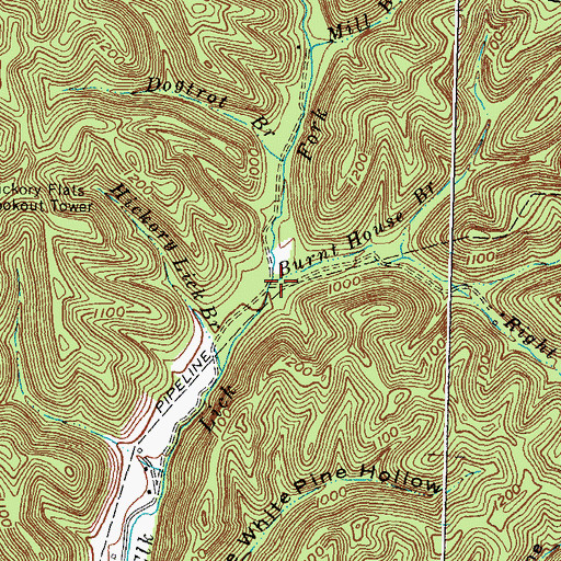 Topographic Map of Burnt House Branch, KY