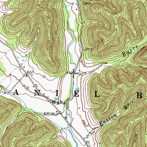 Topographic Map of Burrs Branch, KY