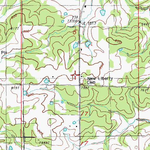Topographic Map of Liberty Church, AR