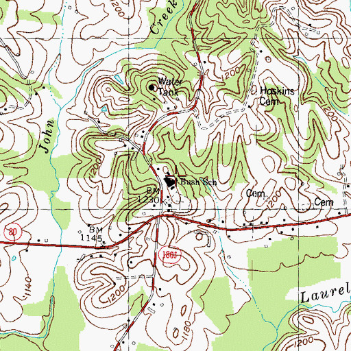 Topographic Map of Bush School, KY