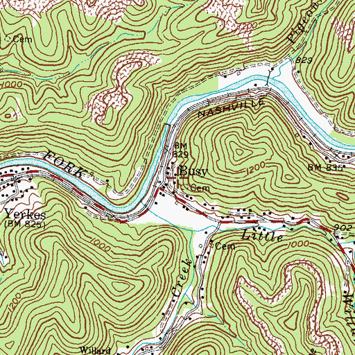 Topographic Map of Busy, KY