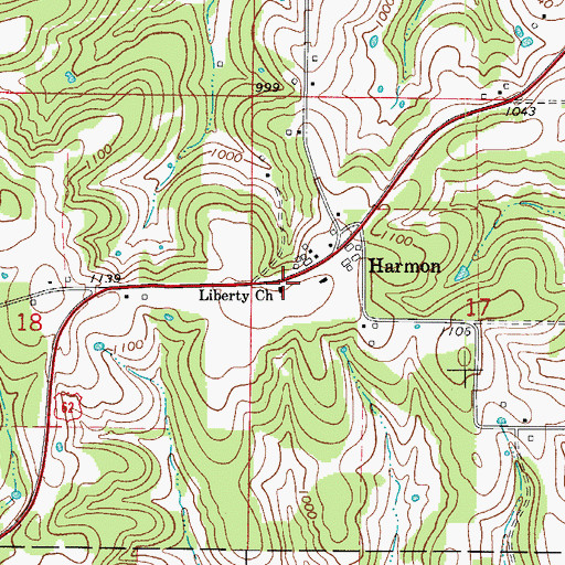 Topographic Map of Liberty Church, AR