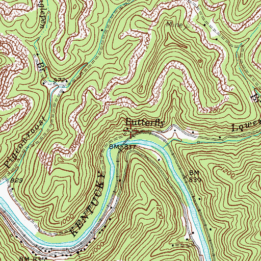 Topographic Map of Butterfly, KY