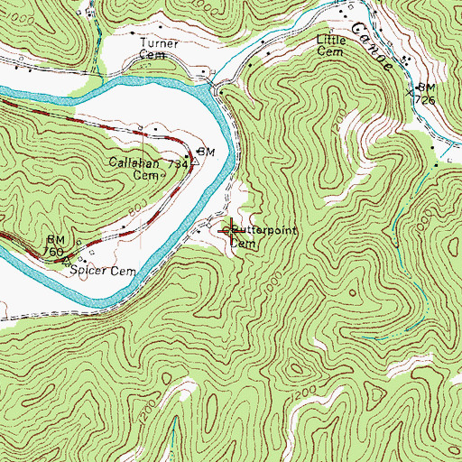 Topographic Map of Butterpoint Cemetery, KY