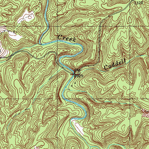 Topographic Map of Caddell Branch, KY