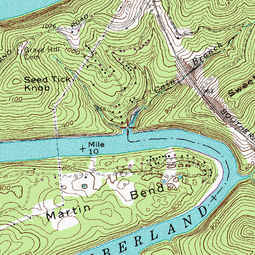 Topographic Map of Cain Branch, KY