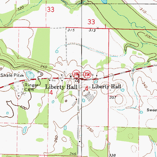 Topographic Map of Liberty Hall, AR