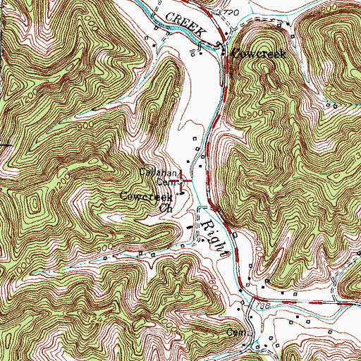 Topographic Map of Callahan Cemetery, KY