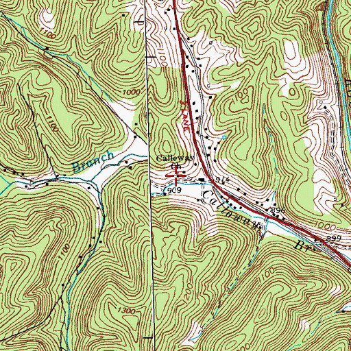 Topographic Map of Calloway Church, KY
