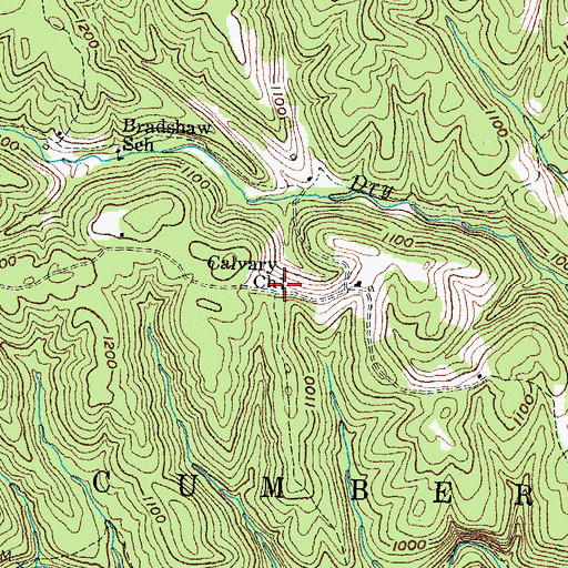 Topographic Map of Calvary Church, KY