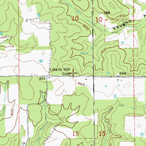 Topographic Map of Liberty Hill Cemetery, AR