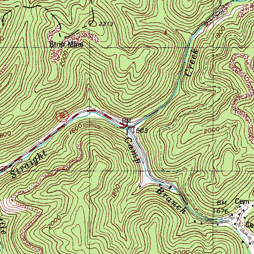 Topographic Map of Camp Branch, KY