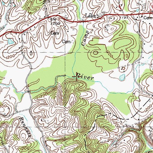 Topographic Map of Camp Branch, KY