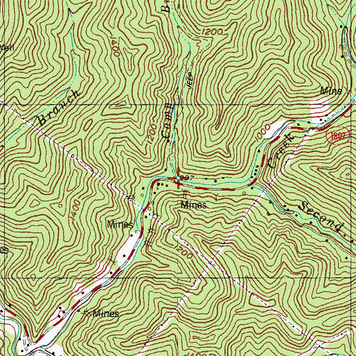 Topographic Map of Camp Branch, KY