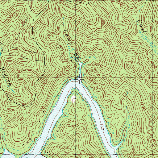 Topographic Map of Camp Branch, KY