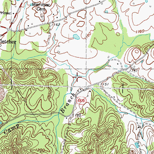 Topographic Map of Camp Branch, KY