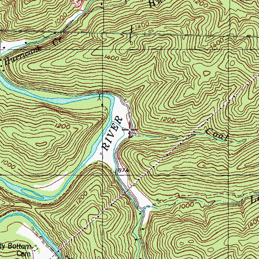 Topographic Map of Camp Creek, KY