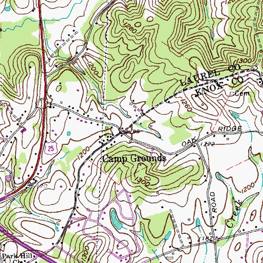 Topographic Map of Camp Grounds, KY