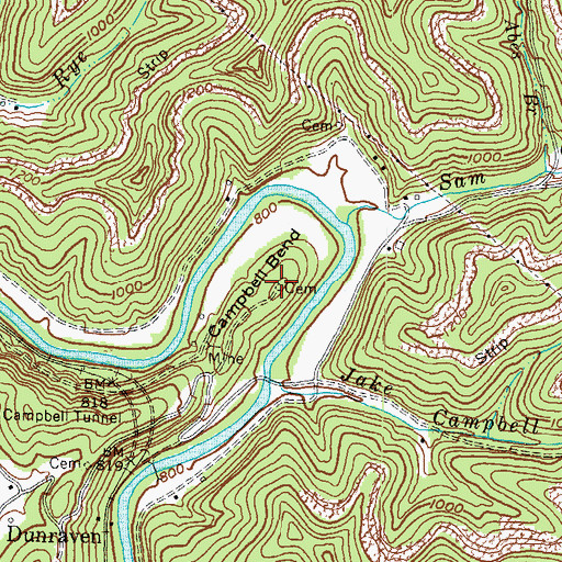 Topographic Map of Campbell Bend, KY
