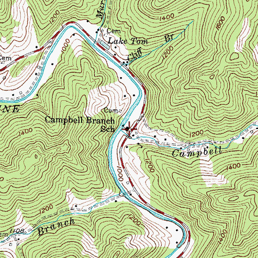 Topographic Map of Campbell Branch, KY