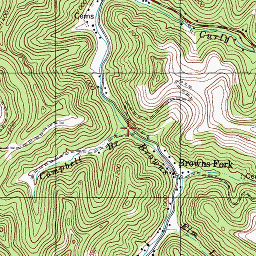 Topographic Map of Campbell Branch, KY