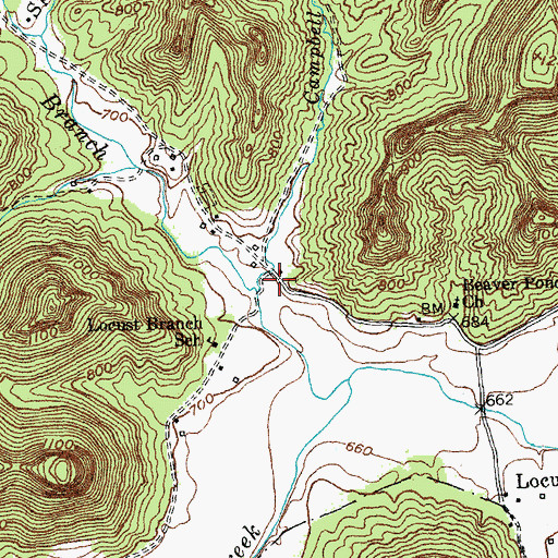 Topographic Map of Campbell Branch, KY