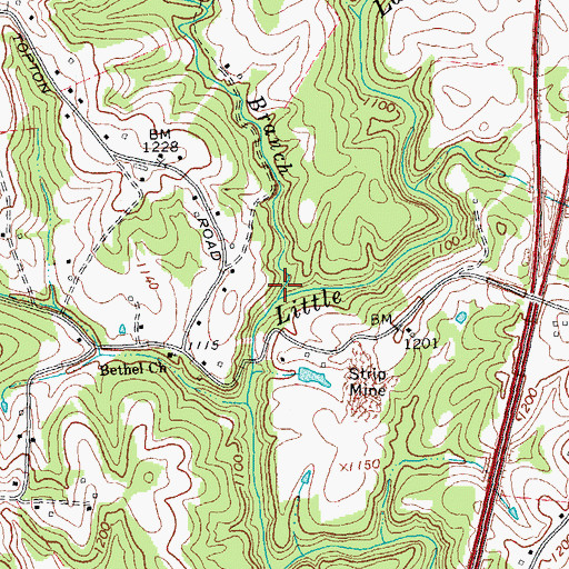 Topographic Map of Campbell Branch, KY