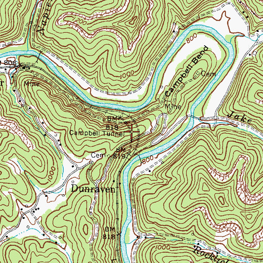 Topographic Map of Campbell Tunnel, KY